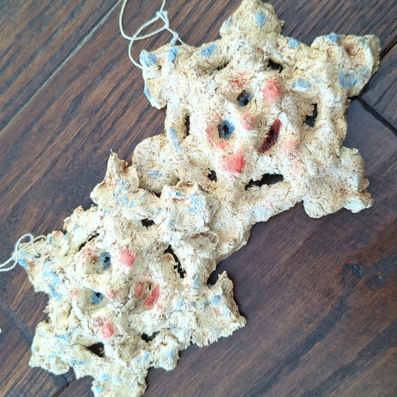 Primitive Artist-Made Folk Art Snowflake Faces, set of 2 - Picture 8 of 8